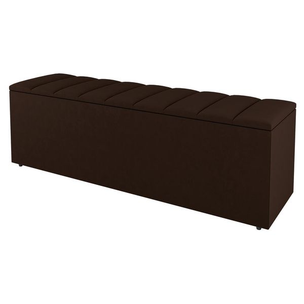 Calçadeira Baú Queen Size Cora 160cm Suede Marrom - Desk Design