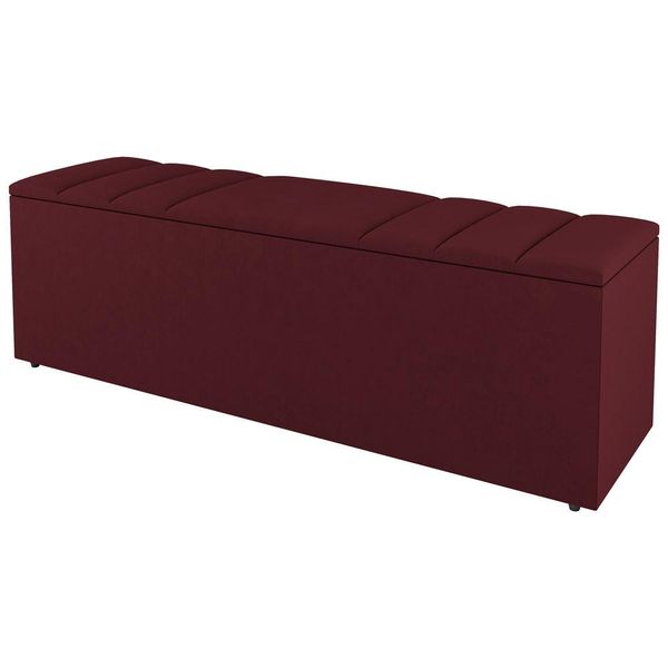 Calçadeira Baú Queen Size Grace 160cm Suede Bordô - Desk Design