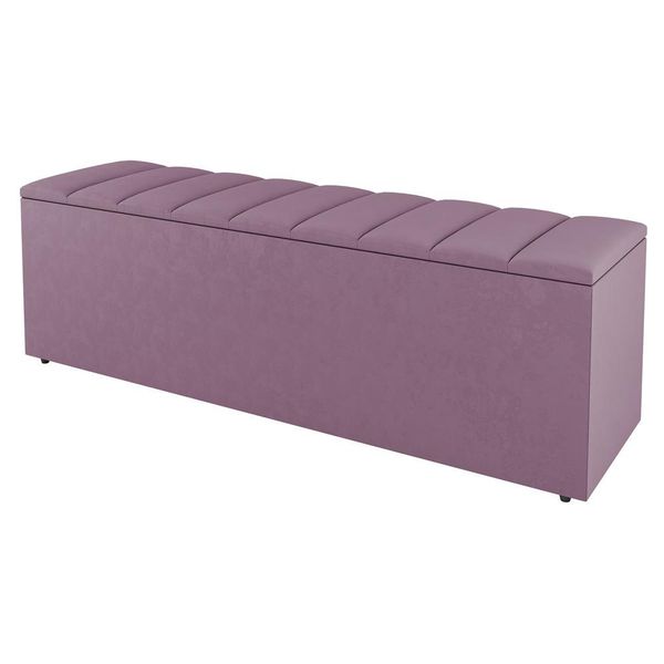 Calçadeira Baú Queen Size Cora 160cm Suede Rosé - Desk Design