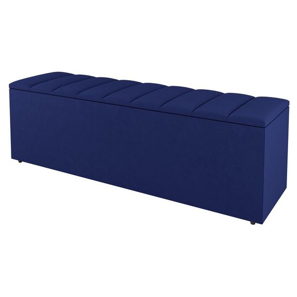 Calçadeira Baú Queen Size Cora 160cm Suede Azul - Desk Design