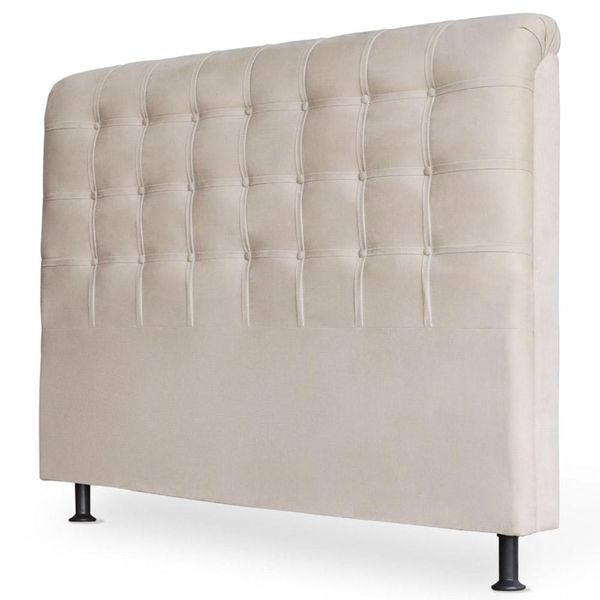 Cabeceira Estofada Cama Box Casal Louise 140cm Suede Marfim - Desk Design