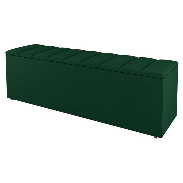 Calçadeira Baú Queen Size Cora 160cm Suede Verde - Desk Design