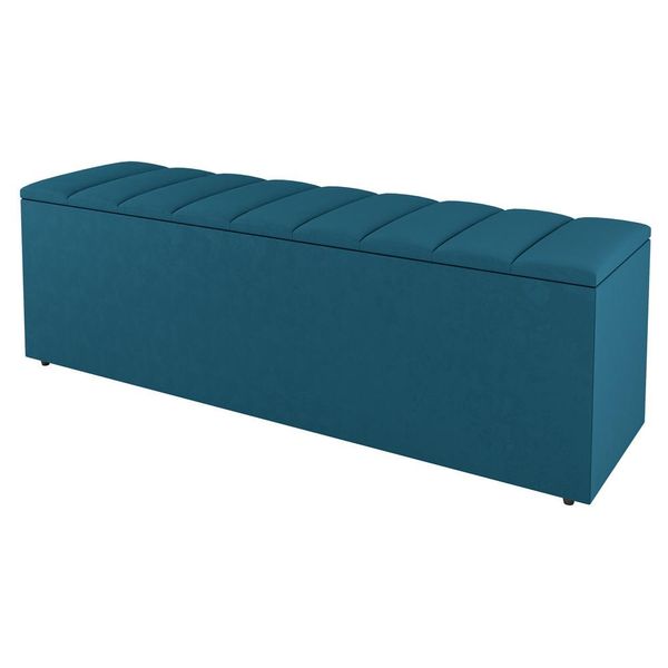 Calçadeira Baú Queen Size Cora 160cm Suede Turquesa - Desk Design