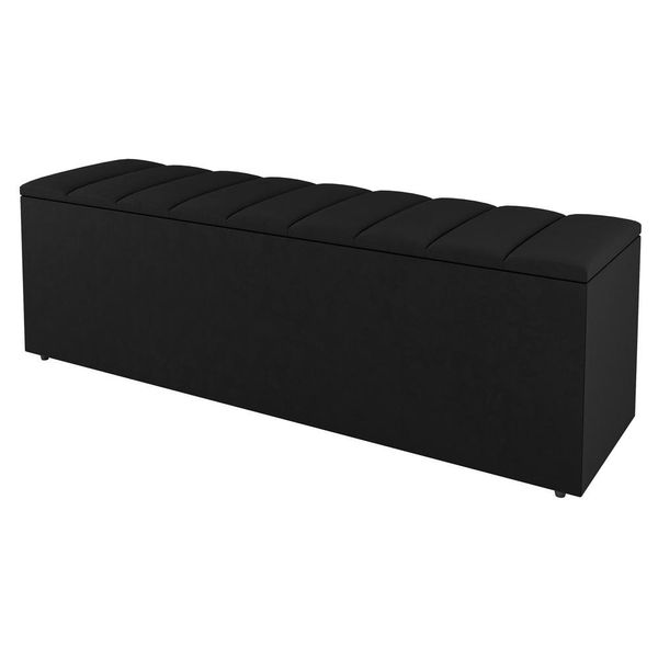 Calçadeira Baú Solteiro Cora 90cm Suede Preto - Desk Design