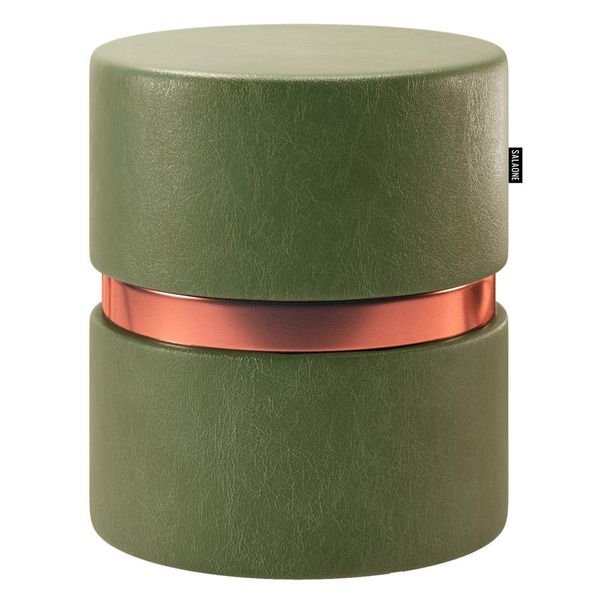 Puff Banco Decorativo Redondo Porto 49x43cm Corano Verde - Desk Design