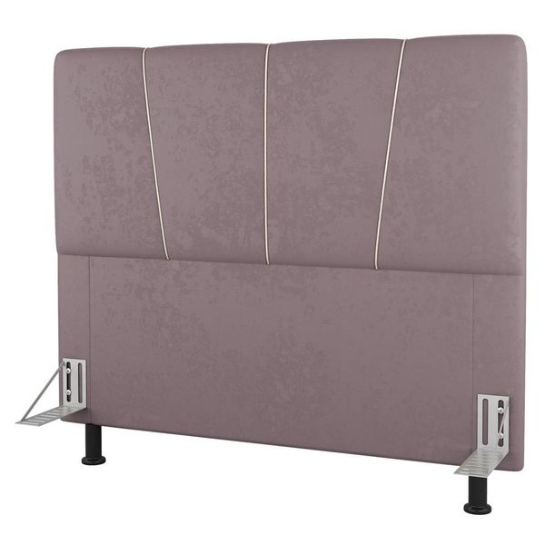 Cabeceira Cama Box Casal Amber 140cm Estofada Veludo Rosê - Desk Design