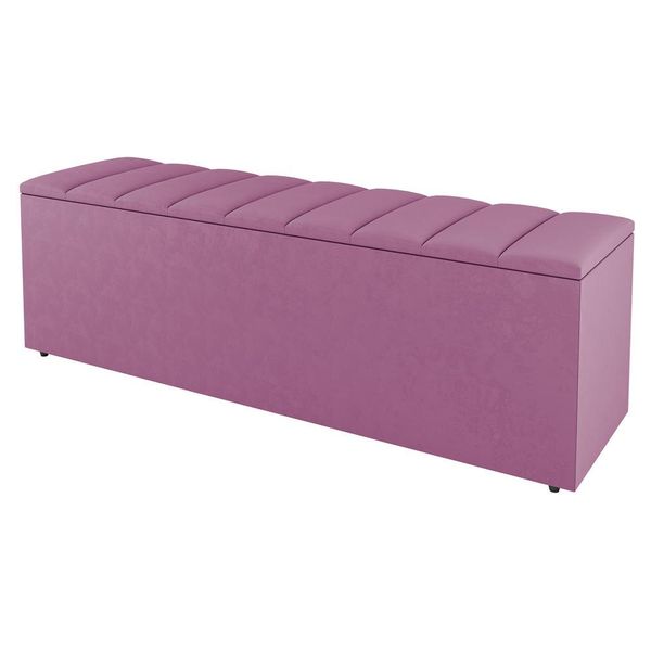 Calçadeira Baú Queen Size Cora 160cm Suede Rosa - Desk Design