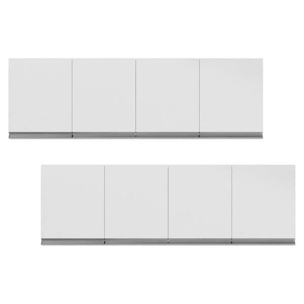 Kit 02 Armários de Cozinha Aéreo Andréia 160cm 4 Portas Branco - Desk Design