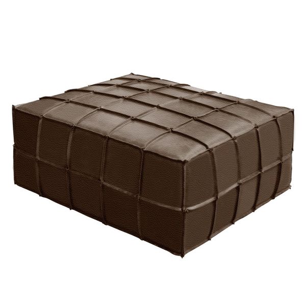 Puff Decorativo Sala de Estar Status Deluxe Grande 90x90cm Couro Brown - Desk Design