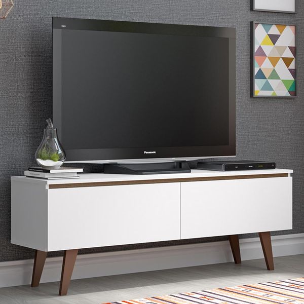 Rack para TV até 55 Polegadas Madesa Le Mans com 2 Portas Rustic/Branco Cor:Rustic/Branco