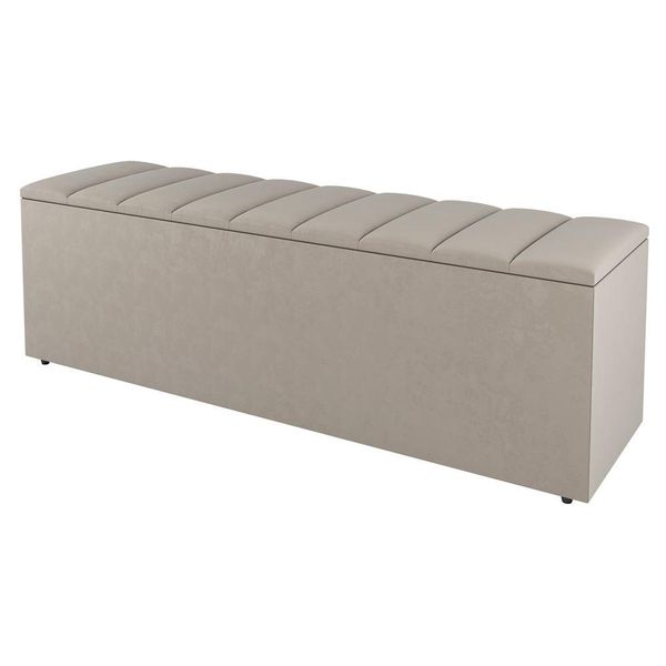 Calçadeira Baú Queen Size Cora 160cm Suede Bege - Desk Design