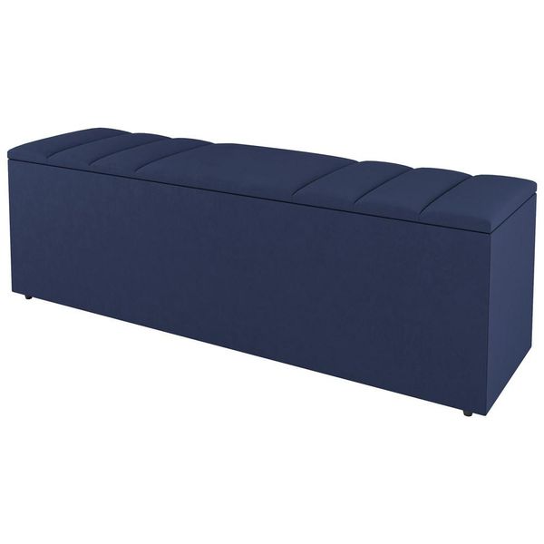 Calçadeira Baú Queen Size Grace 160cm Suede Azul - Desk Design