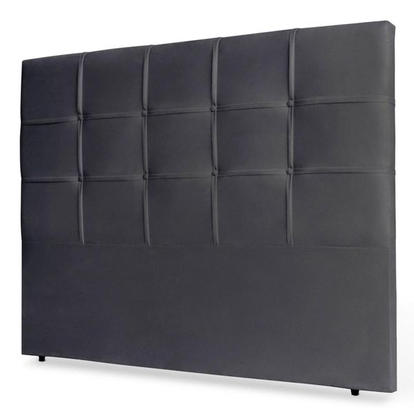 Cabeceira Estofada Cama Box Casal Queen Size Fiorella 160cm Suede Cinza - Desk Design