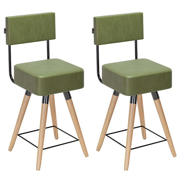 Kit 02 Banquetas Cadeiras Decorativas Barcelona 73cm com Encosto Corano Verde - Desk Design