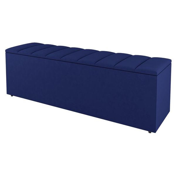 Calçadeira Baú Solteiro Cora 90cm Suede Azul - Desk Design