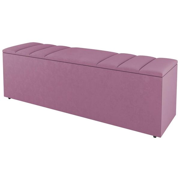 Calçadeira Baú Casal Grace 140cm Suede Rosa - Desk Design