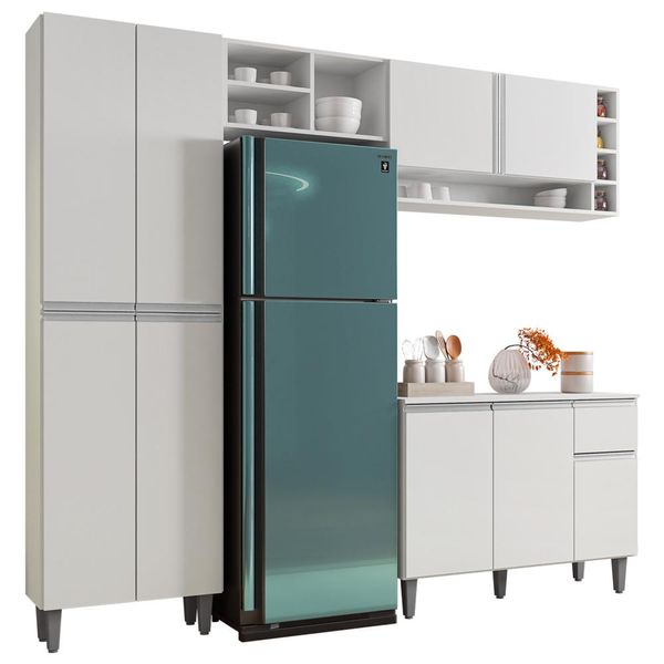 Cozinha Modulada Completa Vanessa 5 Peças 230cm Branco - Desk Design