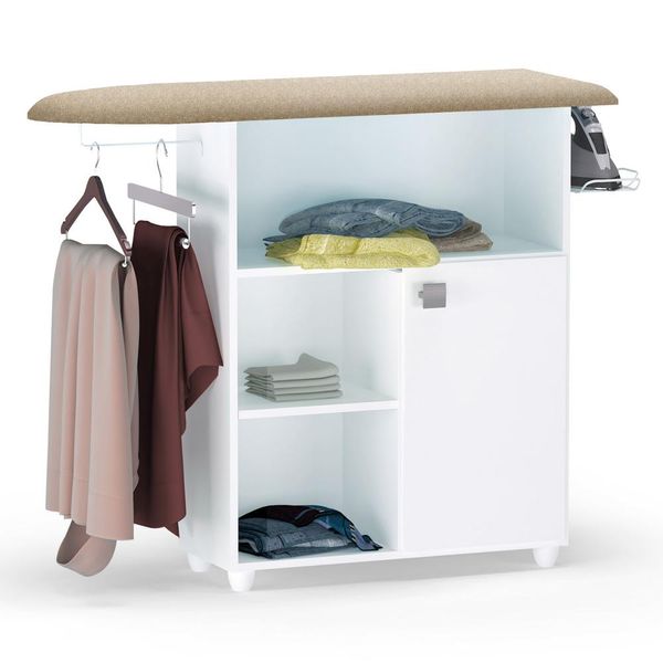 Tábua de Passar Roupa Multiuso Gabinete Mariana 01 Porta Branco - Desk Design