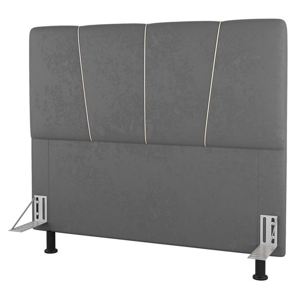 Cabeceira Cama Box Casal Amber 140cm Estofada Linho Cinza - Desk Design