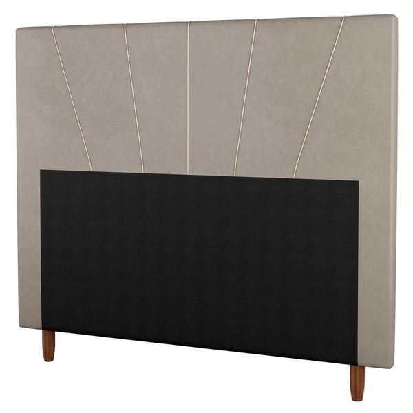 Cabeceira Cama Box Solteiro Dallas 90cm Suede Bege - Desk Design