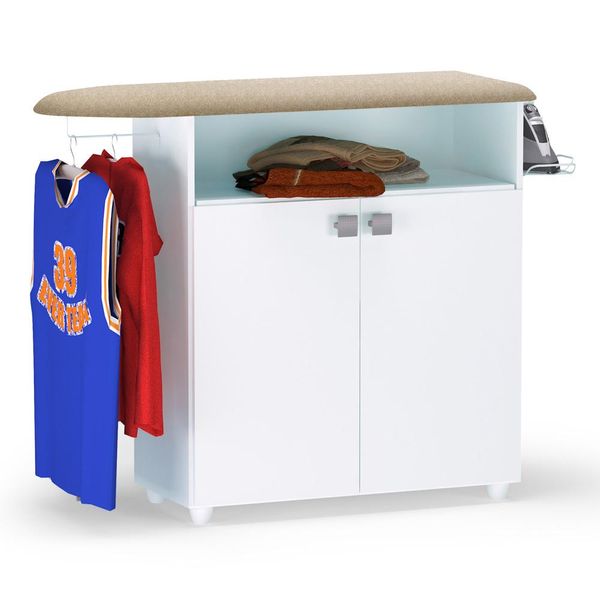 Tábua de Passar Roupa Multiuso Gabinete Bianca Max 2 Portas Branco - Desk Design