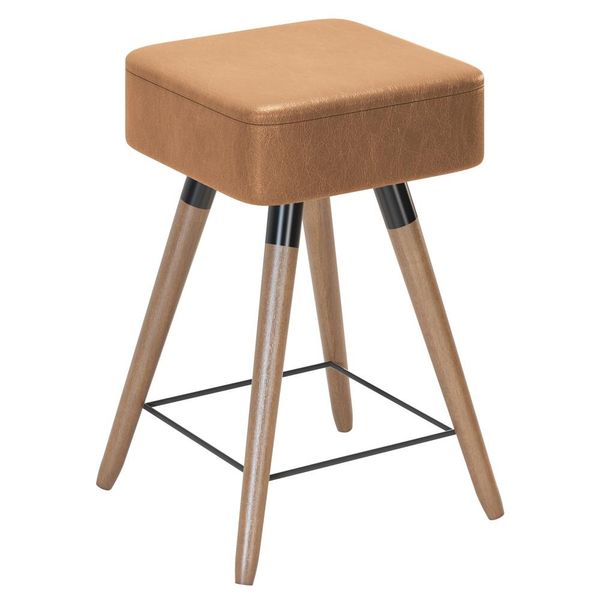 Banqueta Baixa Decorativa Rio 50x32cm com Pés Palito Corano Amarula - Desk Design