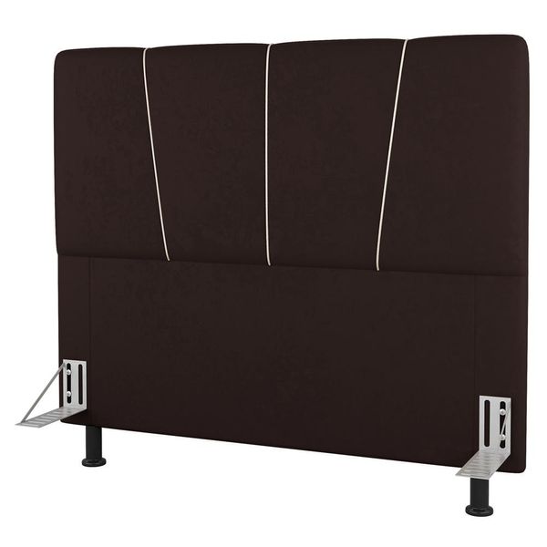 Cabeceira Cama Box Solteiro Amber 90cm Estofada Sintético Marrom - Desk Design