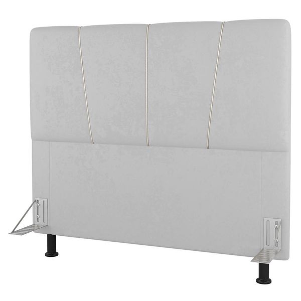 Cabeceira Cama Box Solteiro Amber 90cm Estofada Sintético Branco - Desk Design