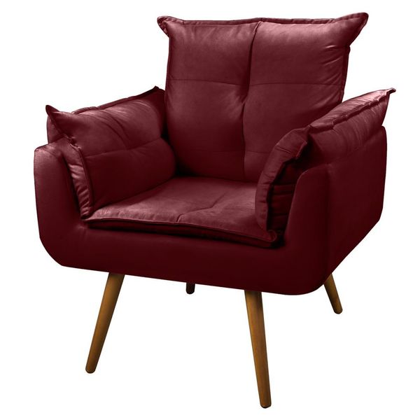Poltrona Decorativa Sala de Estar Recepção Vicky Pés Palito Veludo Marsala - Desk Design