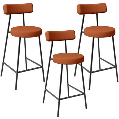 Kit 03 Banquetas Baixa Para Cozinha Sala De Jantar Bancada Milão L02 Tecido Terracota - Lyam Decor