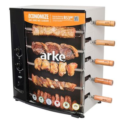 Churrasqueira Rotativa a Gás Arke Suporta até 1.5 kg AGR-05 - Bivolt Preto
