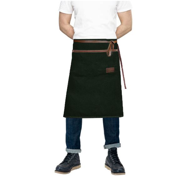 Avental de Cintura Verde Escuro Meio Corpo Couro Bar Chef 1un