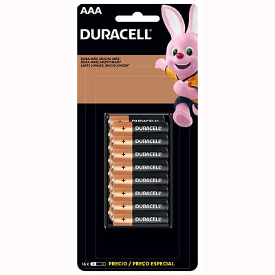 Pilha Alcalina Palito AAA - 16 unidades - Duracell