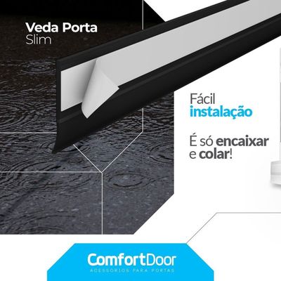 Veda Porta Slim Protetor De Frestas Silicone Adesivo 3M Comfort Door Marrom 80cm