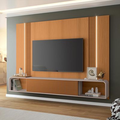 Home Suspenso Decorativo Rennes MDF/MDP c/LED para TV até 85 Polegadas Cinamomo/Off White G26 - Gran Belo