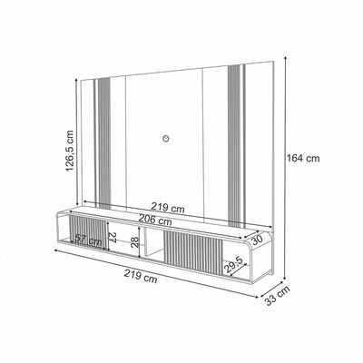 Home Suspenso Decorativo Rennes MDF/MDP c/LED para TV até 85 Polegadas Cinamomo/Off White G26 - Gran Belo