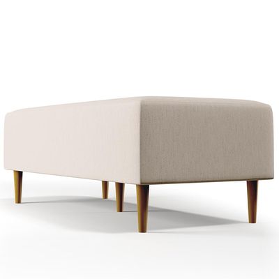 Puff Decorativo Sala de Estar Bali W01 Pés Palito 120x50 cm Linho Cru - Lyam Decor