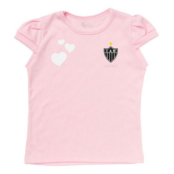 Camisa Infantil Atlético MG Baby Look Rosa Oficial Tam 4