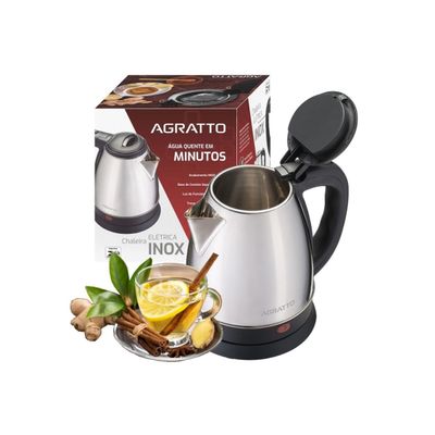 CHALEIRA ELETRICA 220V EM AÇO INOX 1,8 LITROS AGRATTO