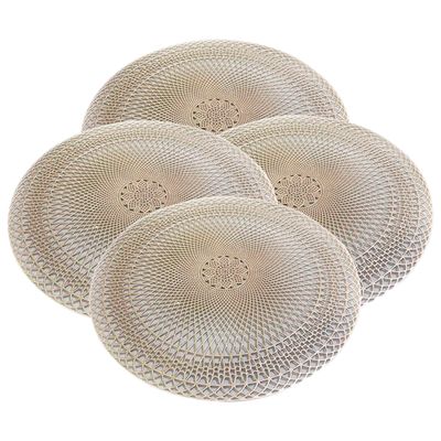 Jogo Americano 4 Peças Mesa Posta Mesa Redondo Linha Luxo Tamanho Grande Modelo Lotus em PVC Rose