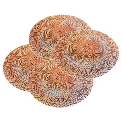 Jogo Americano 4 Peças Mesa Posta Mesa Redondo Linha Luxo Tamanho Grande Modelo Lotus em PVC Dourado