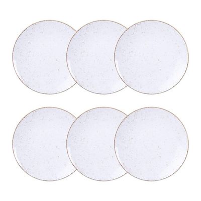 Jogo de Pratos Sobremesa Rústico 6 Peças 21 cm Porcelana Decorada Tramontina