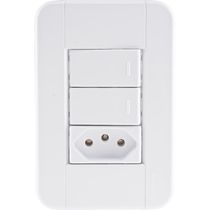 Conjunto 4x2 com 2 Interruptores Simples 10 A 250 V e 1 Tomada 2P+T 10 A 250 V Tramontina Tablet Branco