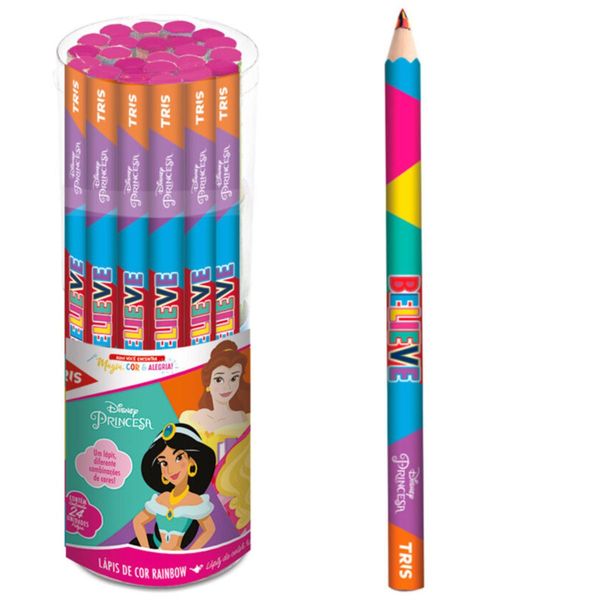 LÁPIS DE COR RAINBOW PRINCESAS DISNEY - MULTICOLORIDO - TRIS