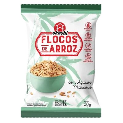 Flocos de Arroz Integral com Açúcar Mascavo Okoshi 50g