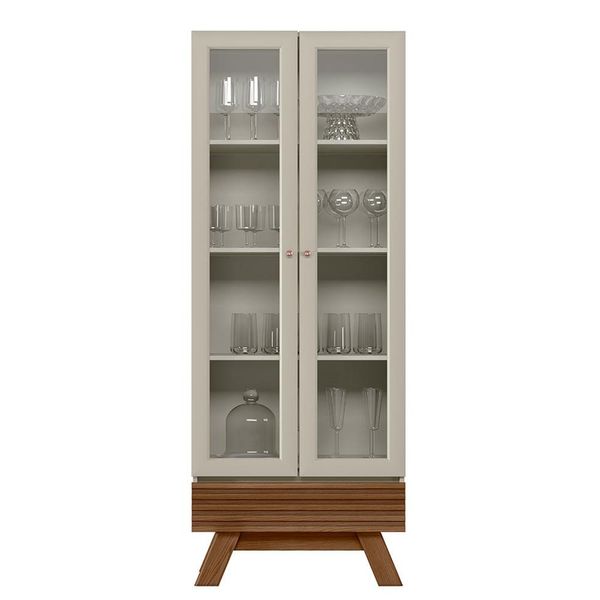 Cristaleira Para Sala De Jantar 02 Portas 01 Gaveta Geórgia L05 Off White Freijó - Lyam Decor