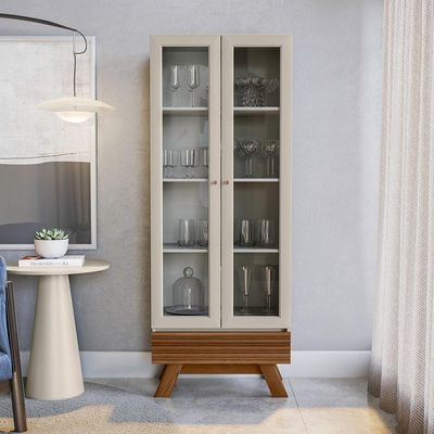 Cristaleira Para Sala De Jantar 02 Portas 01 Gaveta Geórgia L05 Off White Freijó - Lyam Decor