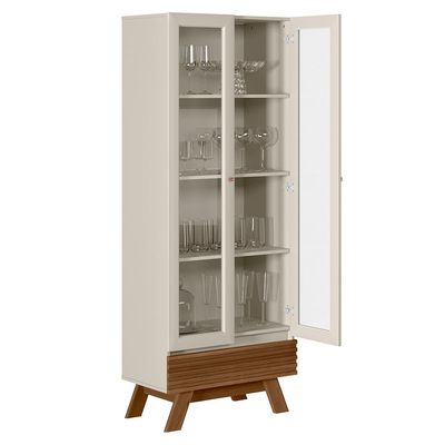 Cristaleira Para Sala De Jantar 02 Portas 01 Gaveta Geórgia L05 Off White Freijó - Lyam Decor
