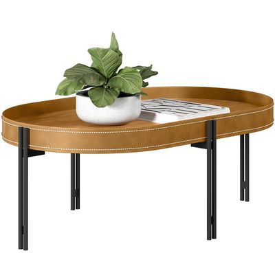 Mesa de Centro Decorativo Sala de Estar Industrial Caramelo Nord L05 Nature Preto - Lyam Decor