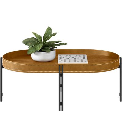 Mesa de Centro Decorativo Sala de Estar Industrial Caramelo Nord L05 Nature Preto - Lyam Decor
